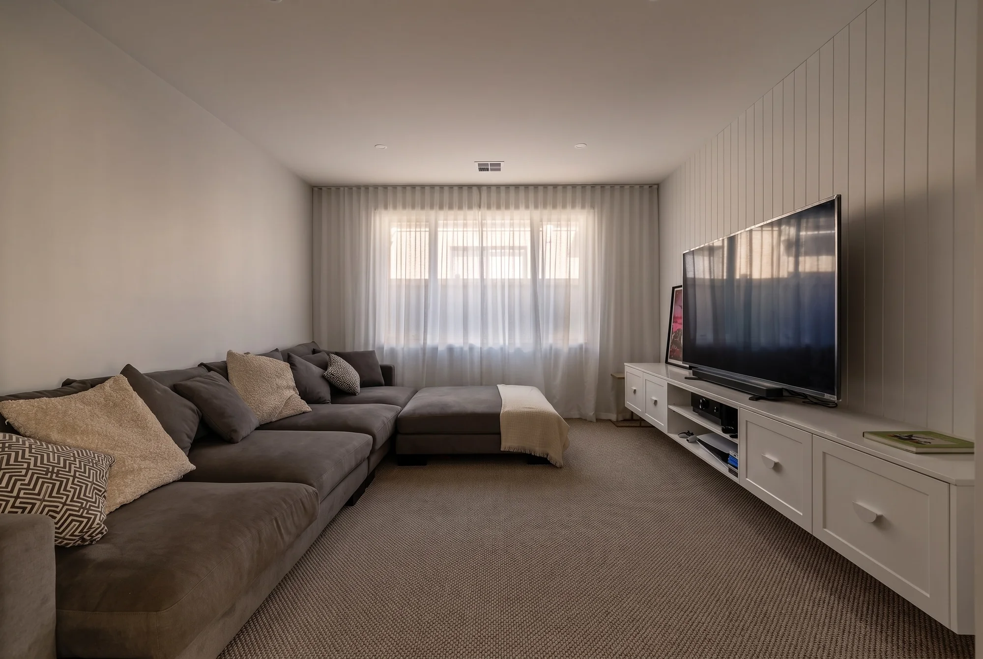 Media room with a built-in TV unit